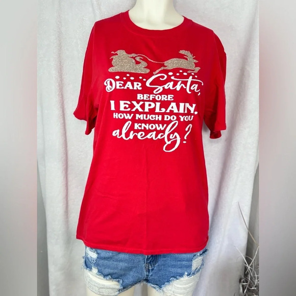 Christmas‎ Graphic Tee Dear Santa Before I Explain Holiday T-Shirt - Picture 1 of 1